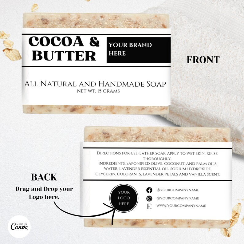 Editable Soap Label Template Canva, Soap Band Template, Soap Bar Labels ...