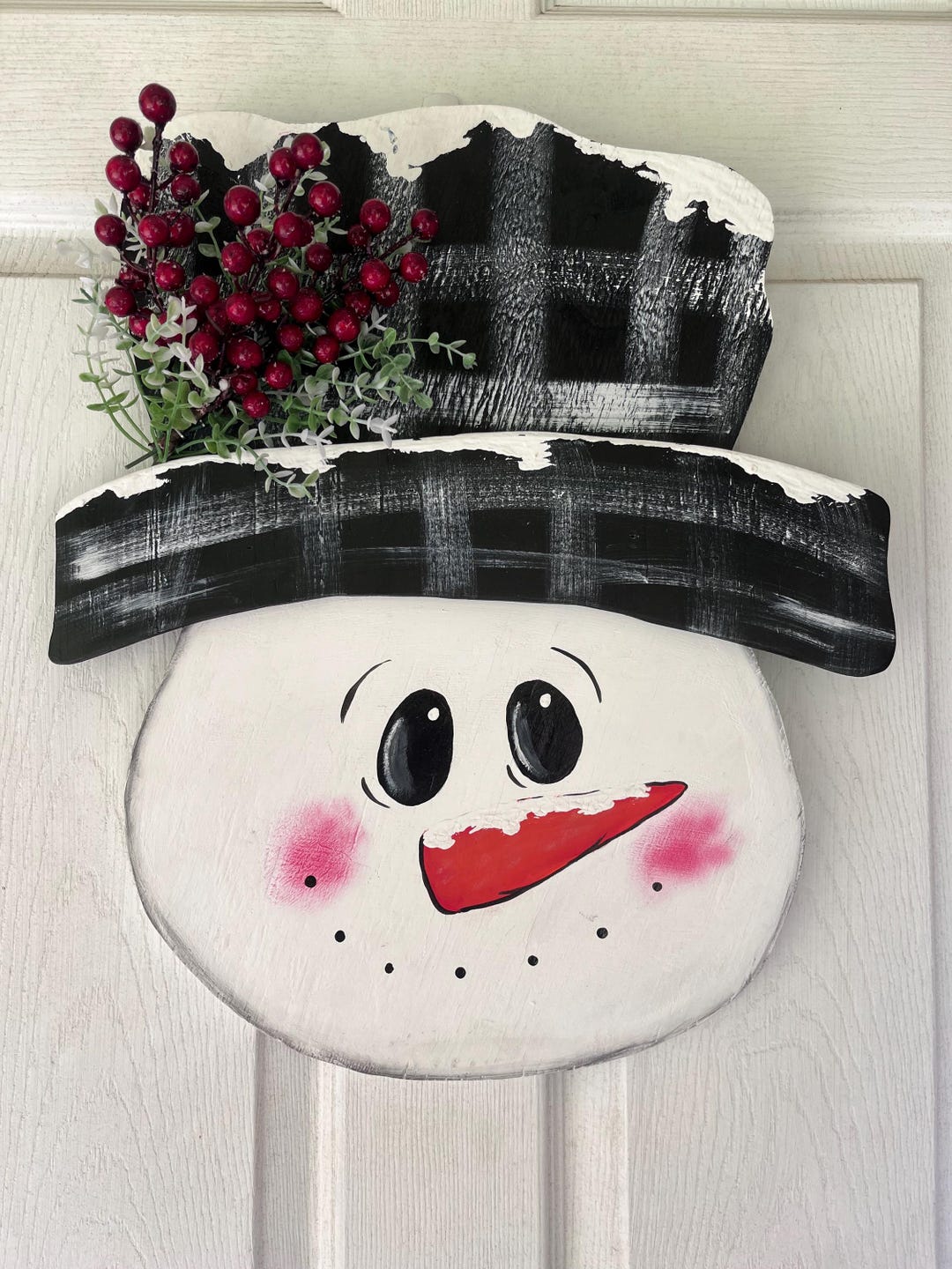 Wooden Snowman Door Hanger/ Winter Front Door Decoration - Etsy