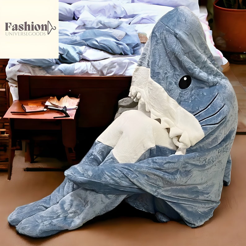 Blue Shark Blanket Hoodie Pajamas Shark Onesie Blanket Pyjamas