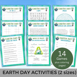 Earth Day Games Bundle, Printable Earth Day Games, Classroom Games, Office Party, Fun Earth Day Activity for Kids and Adults