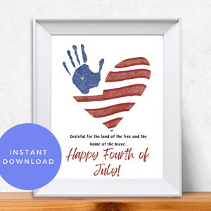 Fourth of July Handprint, Handprint Craft Keepsake, Handprint Art, Preschool Activity, American Flag, Independence Day, Printable PDF