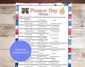 Pioneer Day Trivia, History Trivia, Printable Trivia, Icebreaker, Office Party Games