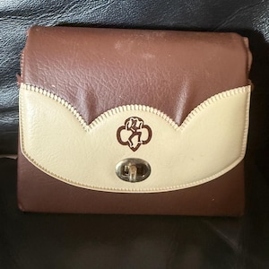 vintage vinyl brownie portemonnee uit de jaren 60, zeldzaam!