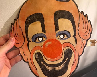Vintage 1949 Hody's Restaurant Children Menu Clown Face Mask Die Cut California