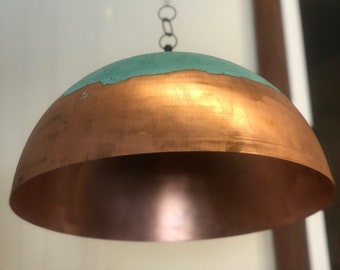 vintage half  planet copper lamp handmade