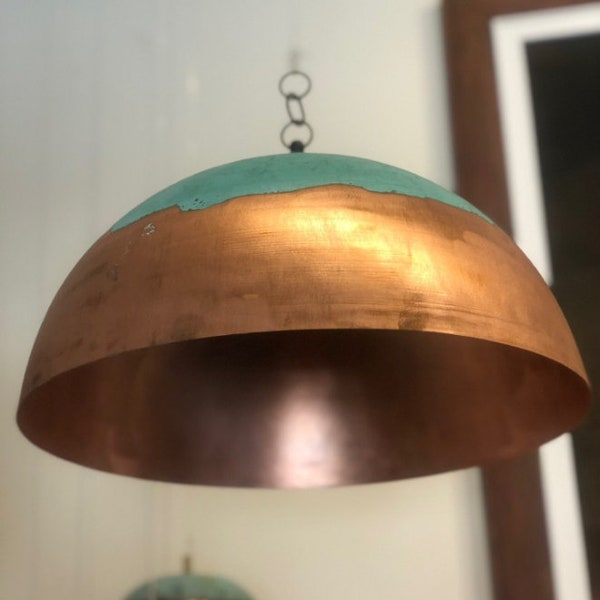 vintage half  planet copper lamp handmade