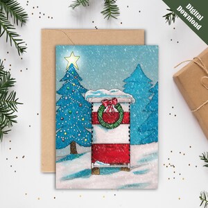 Colmena navideña nevada / Descarga instantánea / Tarjeta navideña en blanco / Tarjeta navideña de apicultor / Tarjeta navideña / Navidad / Invierno / Amantes de las abejas