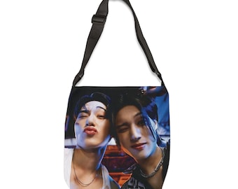 ATEEZ Wooyoung and San Adjustable Tote Bag (AOP), ATEEZ Woosan Bias, Custom Gift for Tiny and K-Pop Fans, Custom Adjustable Tote Bag