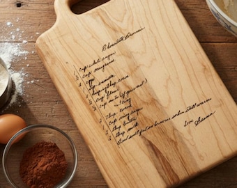 Personalized Handwritten Recipe Cutting Board in Solid Maple