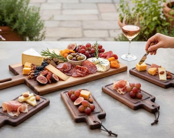 Personalized Cheese Board Set, Engraved Charcuterie with 4 Mini Boards