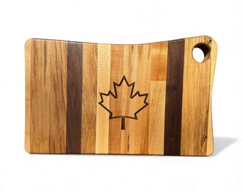 Canadian Flag Cutting Board: Maple & Walnut Wood, Canada Souvenir