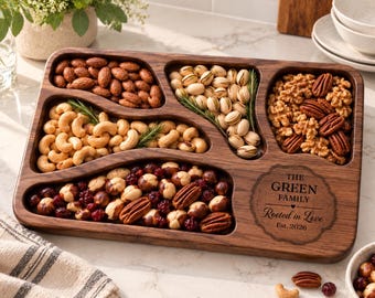 Personalized Wood Serving Tray | Divided Snack Tray | Charcuterie Board