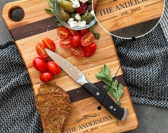 Personalized Small Cutting Board in Maple & Walnut Wood