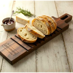 Personalized Maple Bread Board: Engraved Walnut Cutting & Serving Board