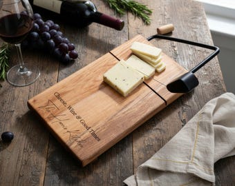 Personalized Cheese Slicer Board in Maple or Walnut