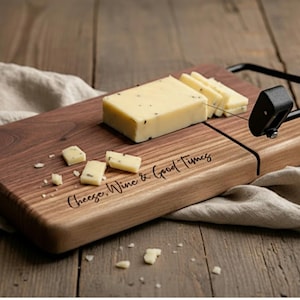 Personalized Cheese Slicer Board in Maple or Walnut - Custom Engraved Gift for Cutting Cheese