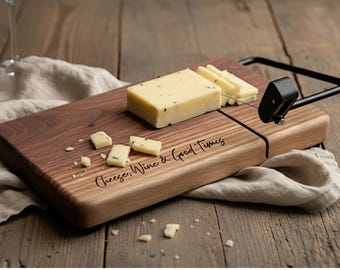 Personalized Cheese Slicer Board in Maple or Walnut
