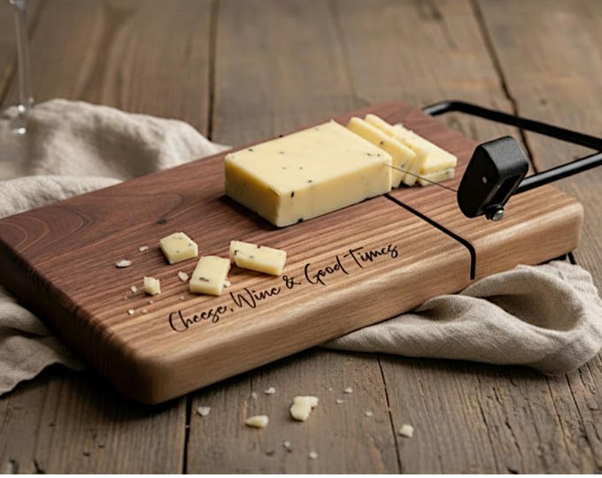 Personalized Cheese Slicer Board in Maple or Walnut