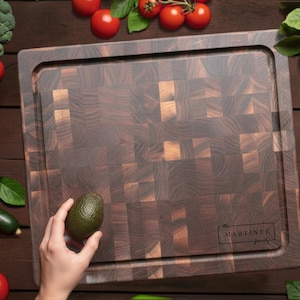 Personalized Cutting Boards, End Grain Walnut and Maple Custom Engraved Boards.