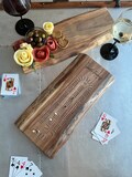 Personalized Cribbage Board, Maple or Walnut Crib Boards with Live Edge, Rustic Game Board & Peg Storage, Custom Engraved Gifts, Family Game product logo