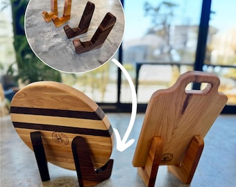 Wood Cutting Board Display Stand, Maple or Walnut Wooden Charcuterie Board Feet