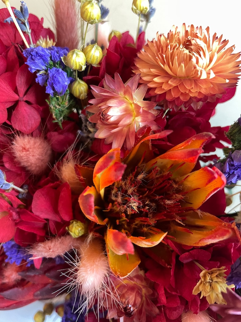 All Natural Dried Flowers Bouquet With Protea, Dried Flower Arrangement