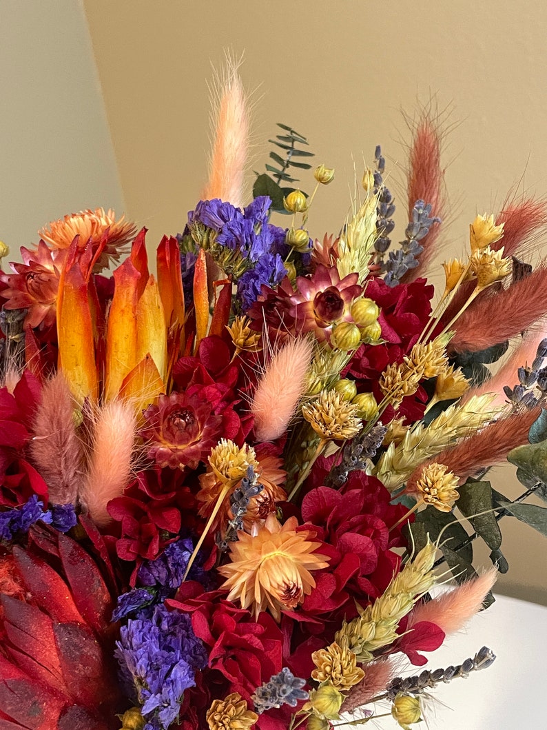 All Natural Dried Flowers Bouquet With Protea, Dried Flower Arrangement