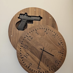 Handcrafted Walnut Clock with Hidden Firearm Storage – Customizable Concealment Timepiece