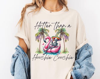 Hotter Than A Hoochie Coochie Shirt, Meme Summer Vacation Tshirt, Music Lover Tshirt, 90s Country Music, Trendy Summer Tee,Women Concert Tee