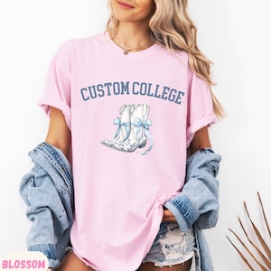 Custom College Comfort Colors Shirt Personalized Coquette Cowgirl University Shirt Custom School tee Personalized School tee University Tee.