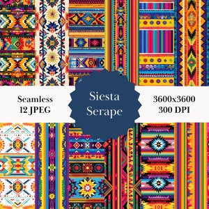 Patrón sin costuras Serape Siesta: vibrante tributo al bordado mexicano
