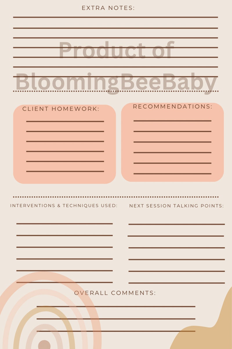 Therapist Note Sheets, Session Sheets, Notes, Therapist Notes Template ...