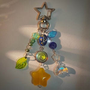 sweet dreams keychain / bag charm! (forest version) with star, moon, leaf and spiral beads!