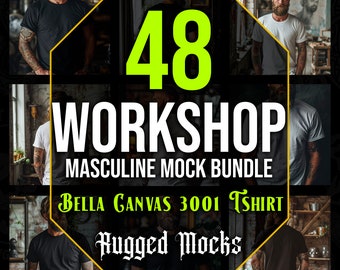 Macho Man Cave Bella Canvas 3001 T-Shirt Mockup Bundle (Digital Download)