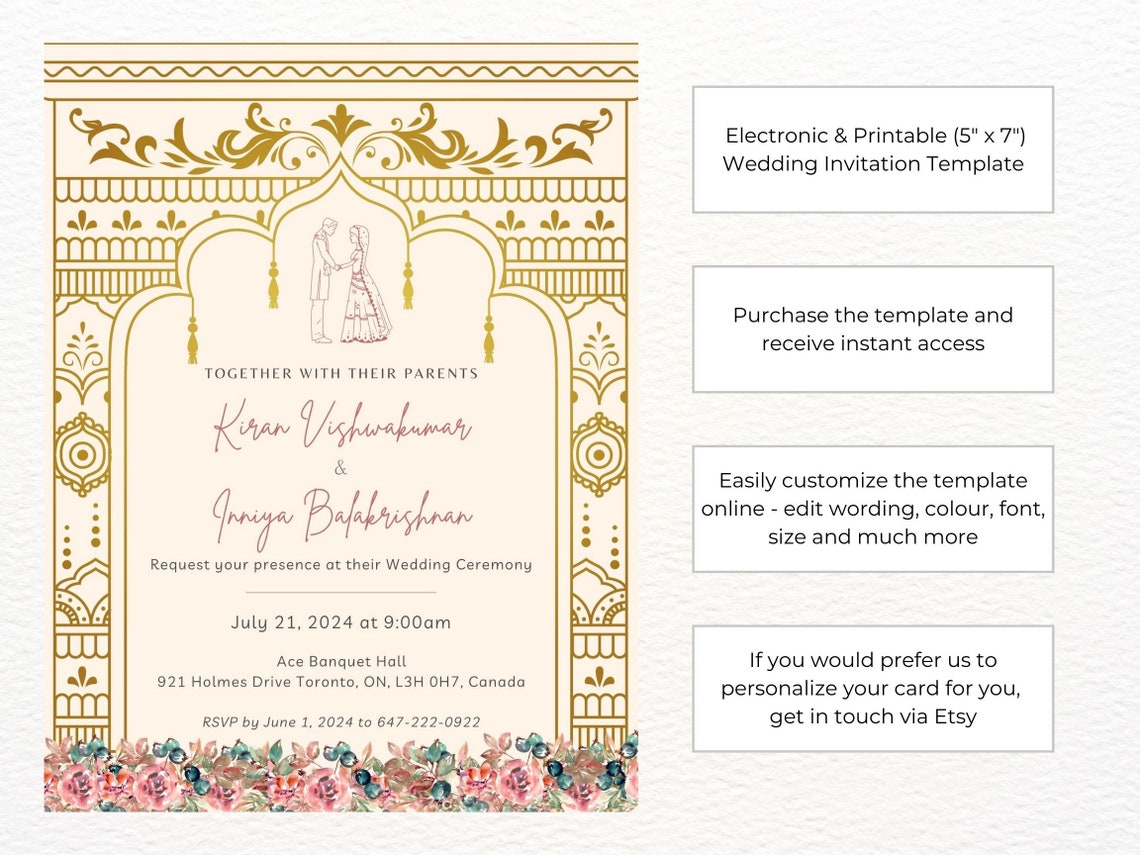 Tamil Wedding Invitation Template / Tamil Wedding Card Hindu Wedding
