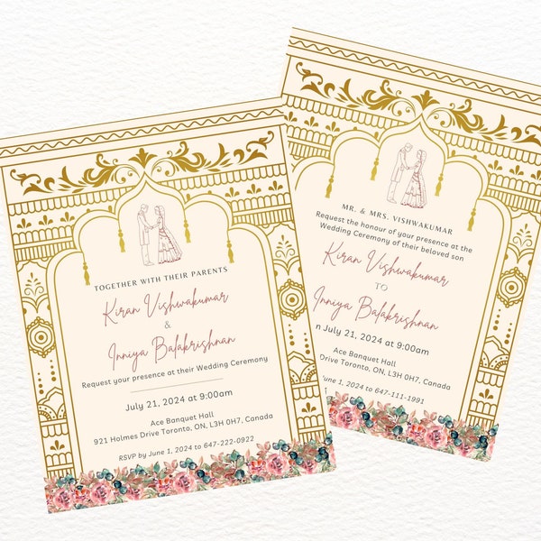 Tamil Wedding Invitation Template / Tamil Wedding Card | Hindu Wedding Invitation, Indian Wedding Invitation, South Asian Wedding Invitation