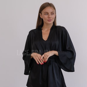Silk Pajama Robe Set: Women&#39;s Sleepwear, Top and Shorts