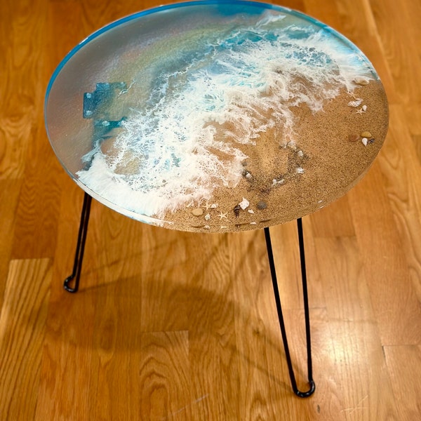 Exclusive Accent Table beach theme, lightweight, easy to clean, no assembly, made to order, can be customized based on color choices/themes.