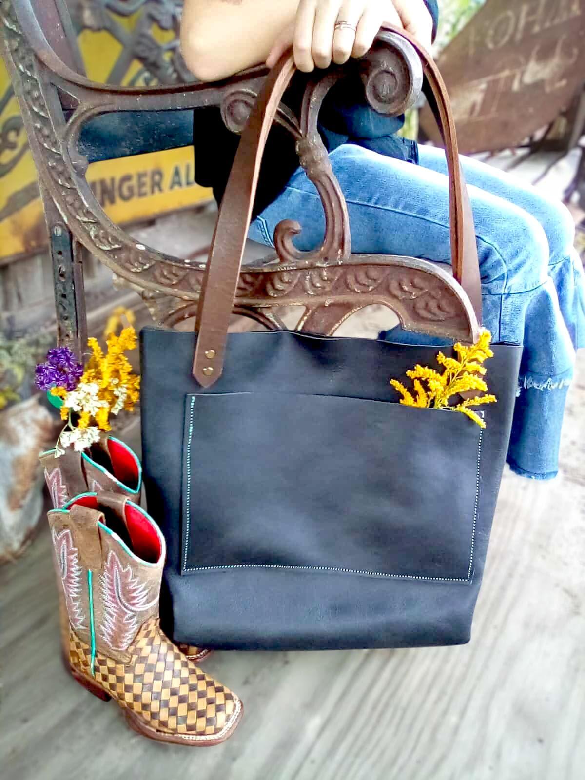 The Paint Street Tote: handmade leather tote style bag. perfect for the every day carry for the preparer - Thumbnail 4