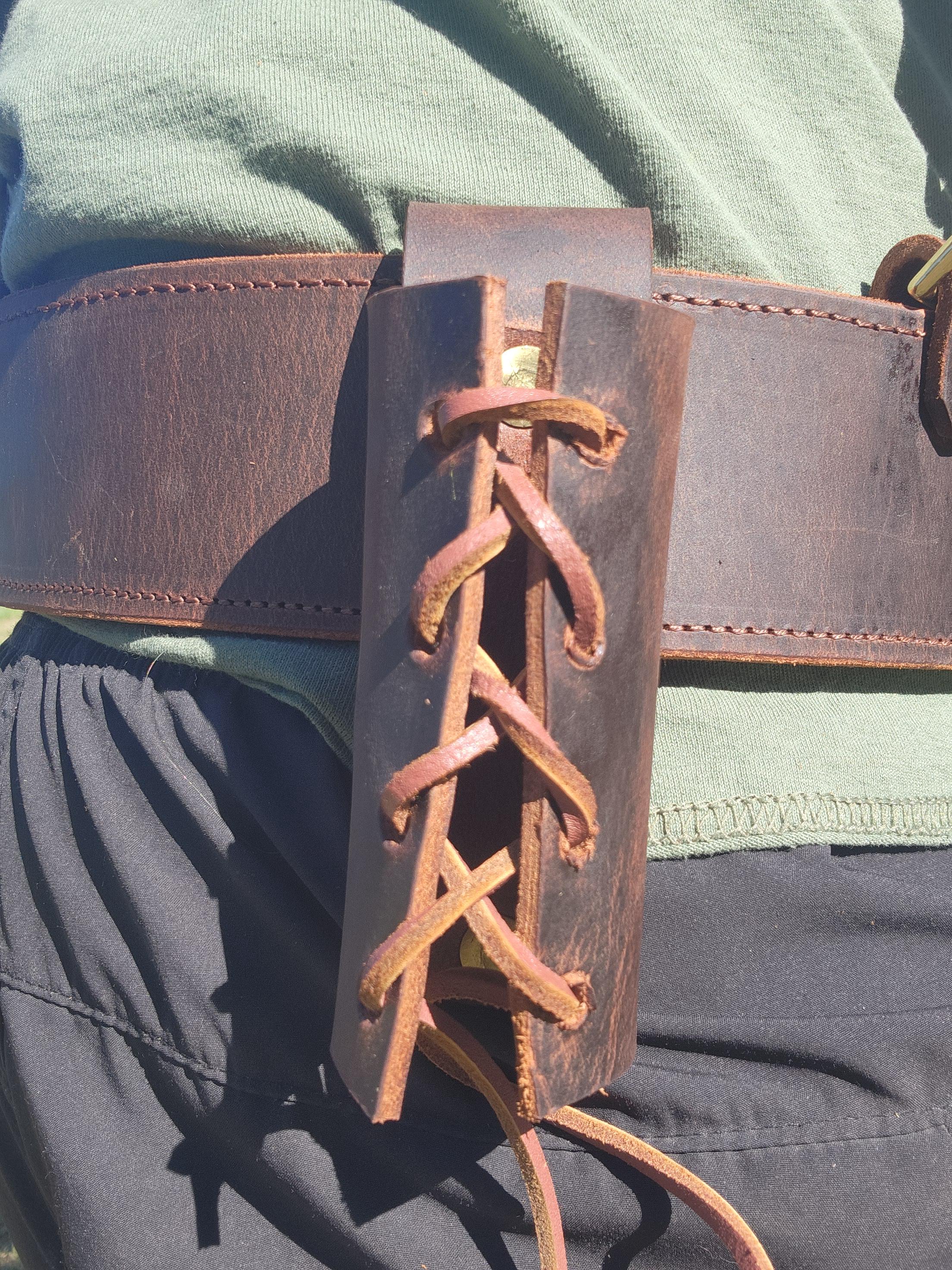 Leather bull pin holster. welding rod holder. for the Ironworker, welder, blue collar worker. - Thumbnail 2