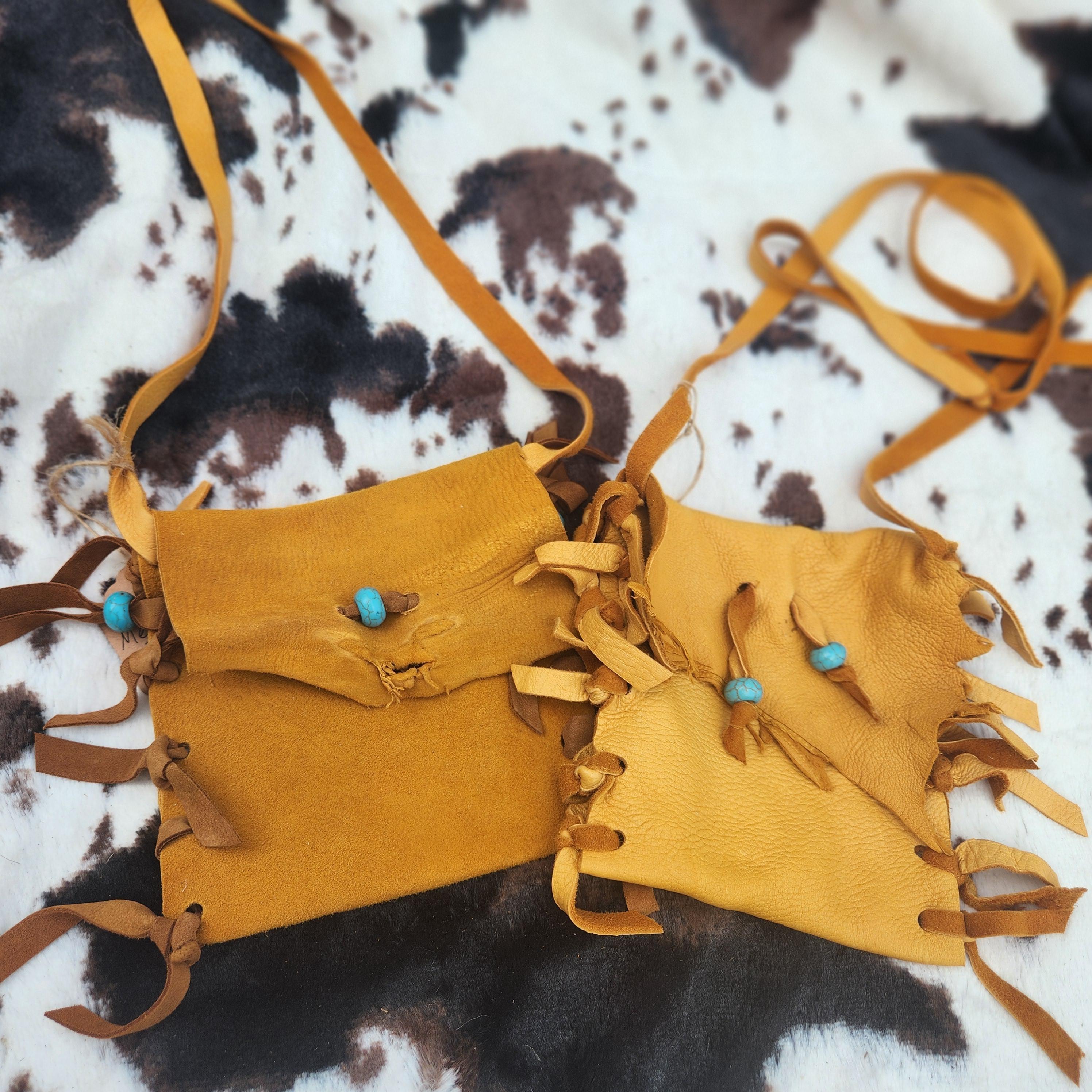 leather deerskin medicine bag- native american