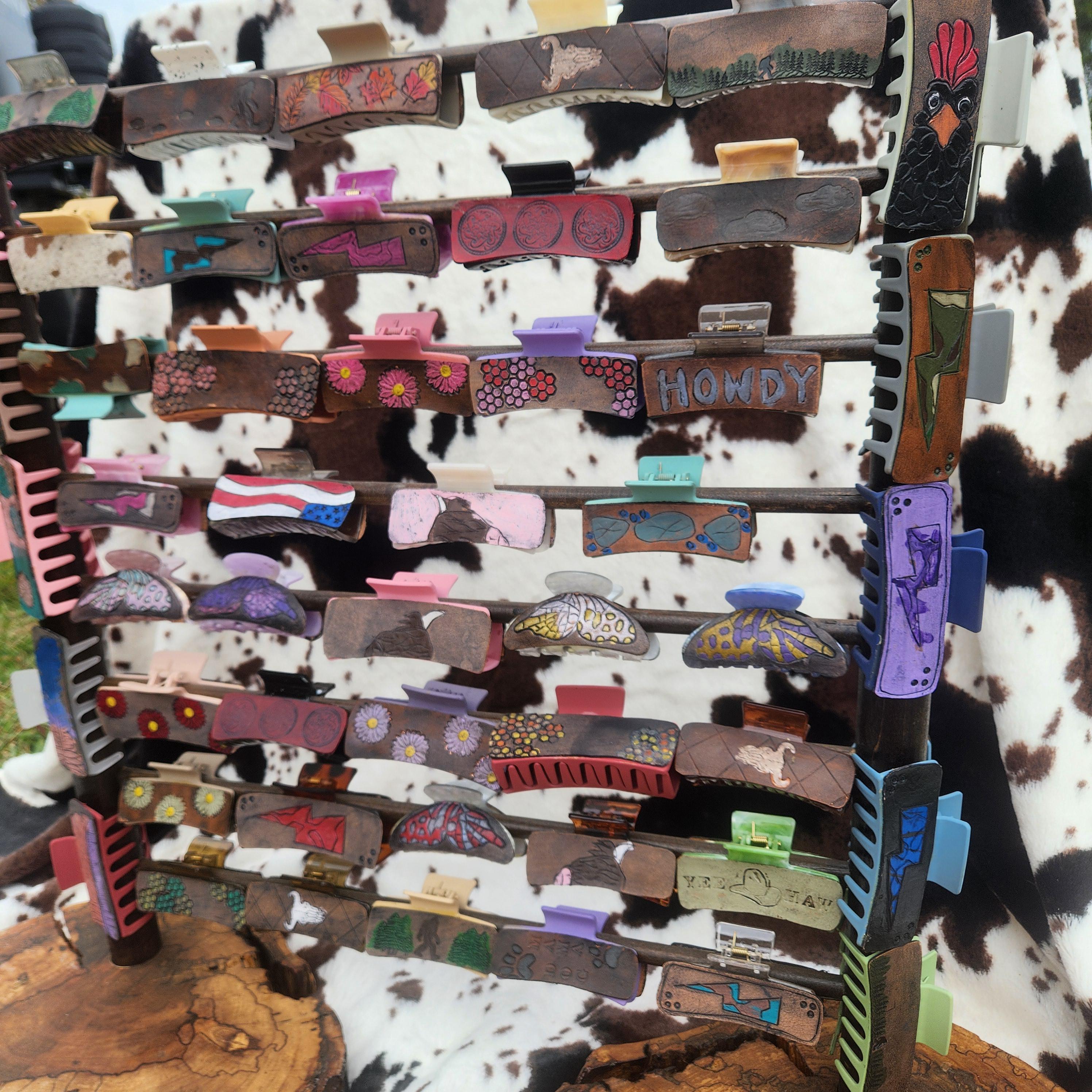 Handmade Leather Claw Clips