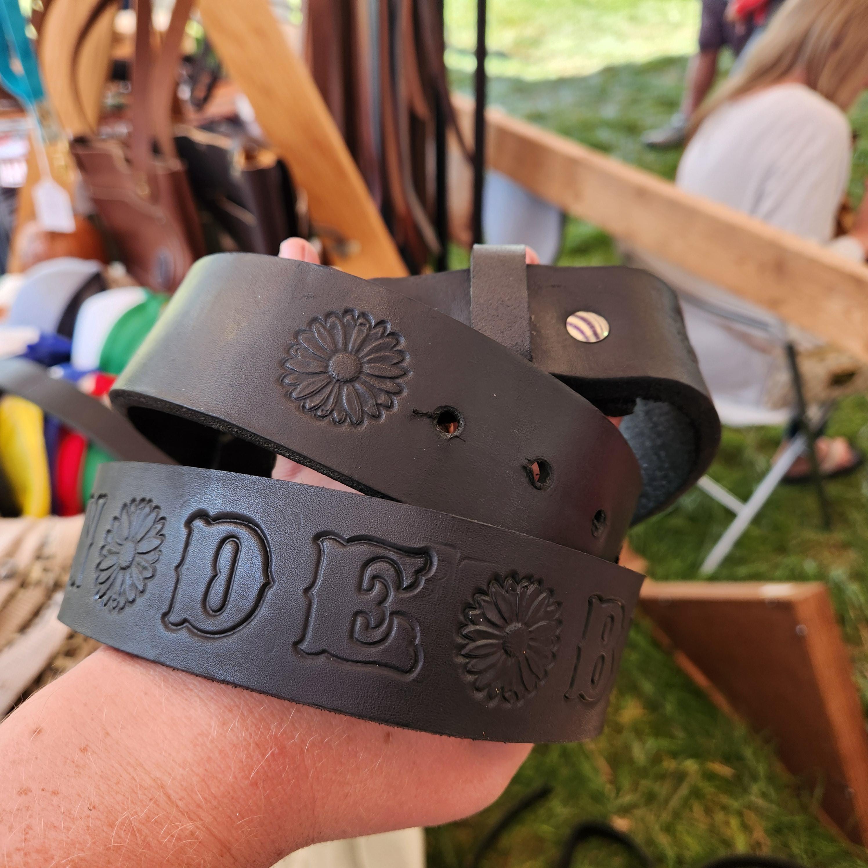 Leather name belts with stamp choice - Thumbnail 2