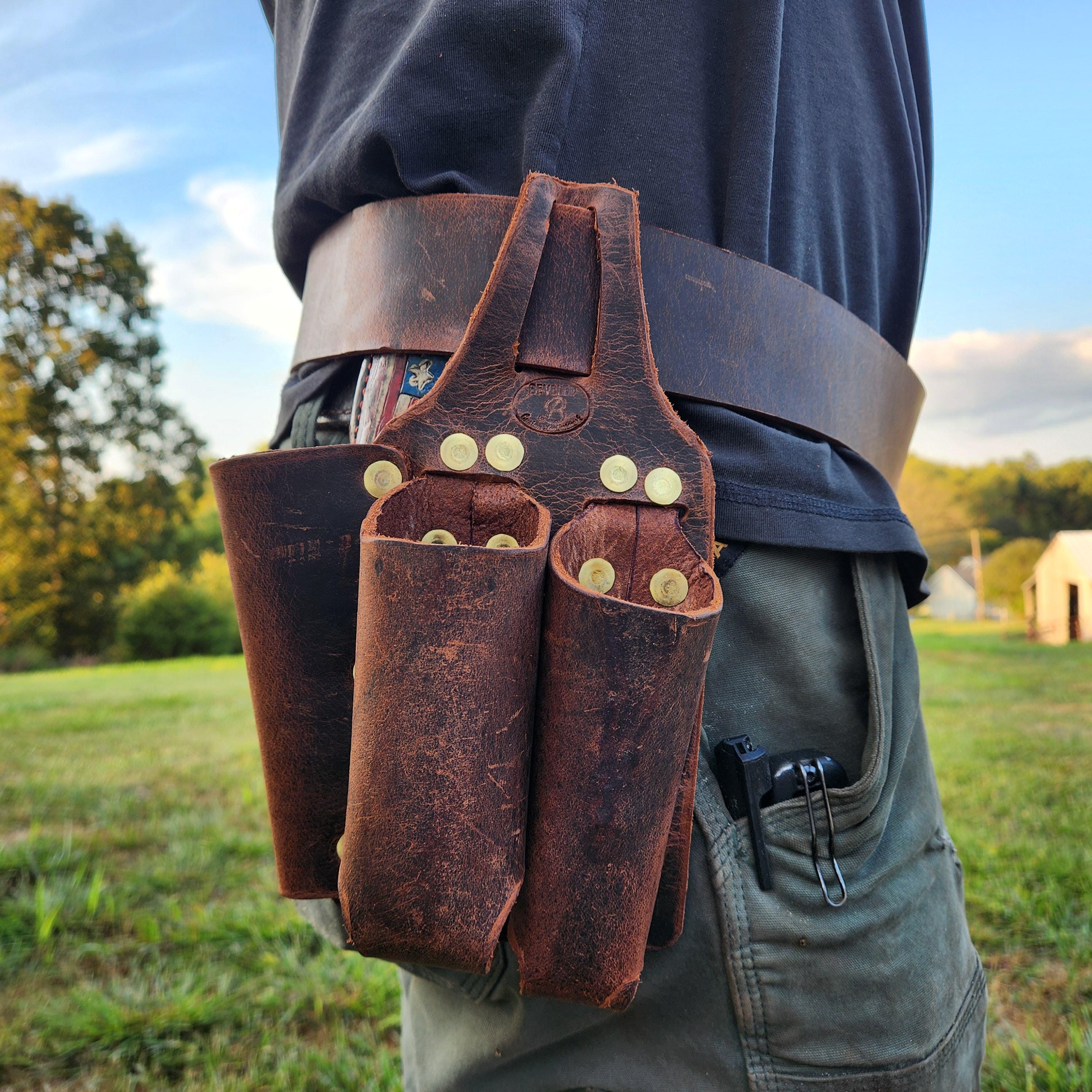 Tool Pouch: for 2" width- 3 pockets. For the construction worker, Ironworker, electrician, laborer, blue collar worker. - Thumbnail 2