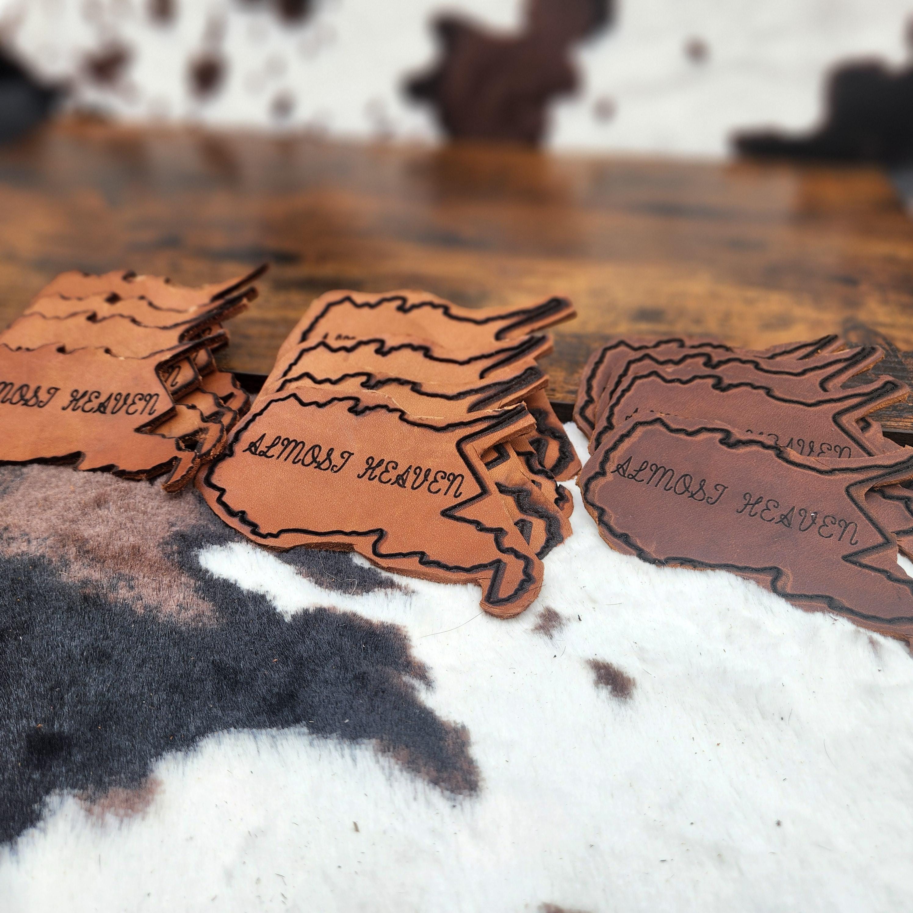 ohio & west Virginia leather coasters. set of 4 - Thumbnail 4