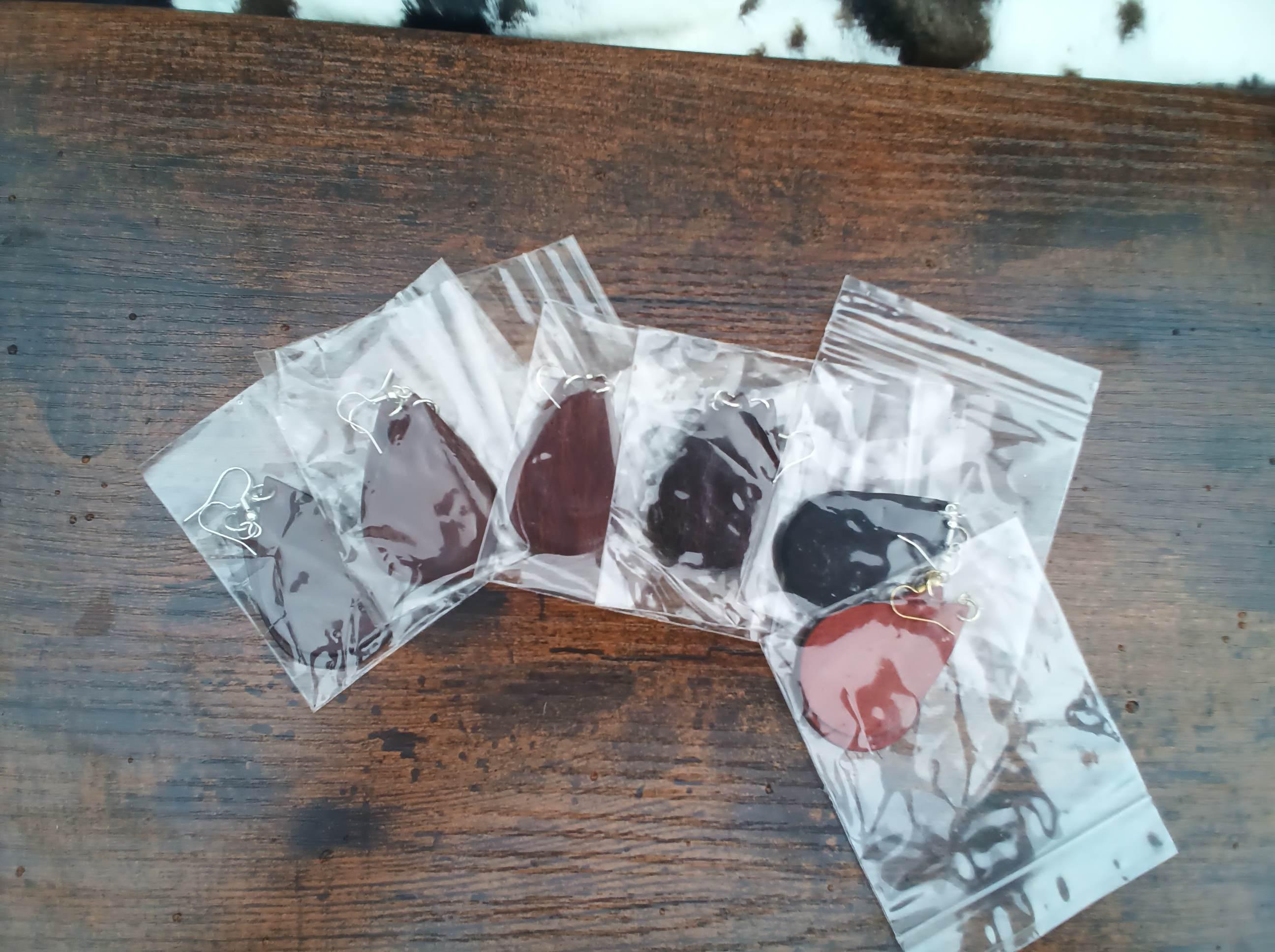 handmade leather earrings - Thumbnail 4