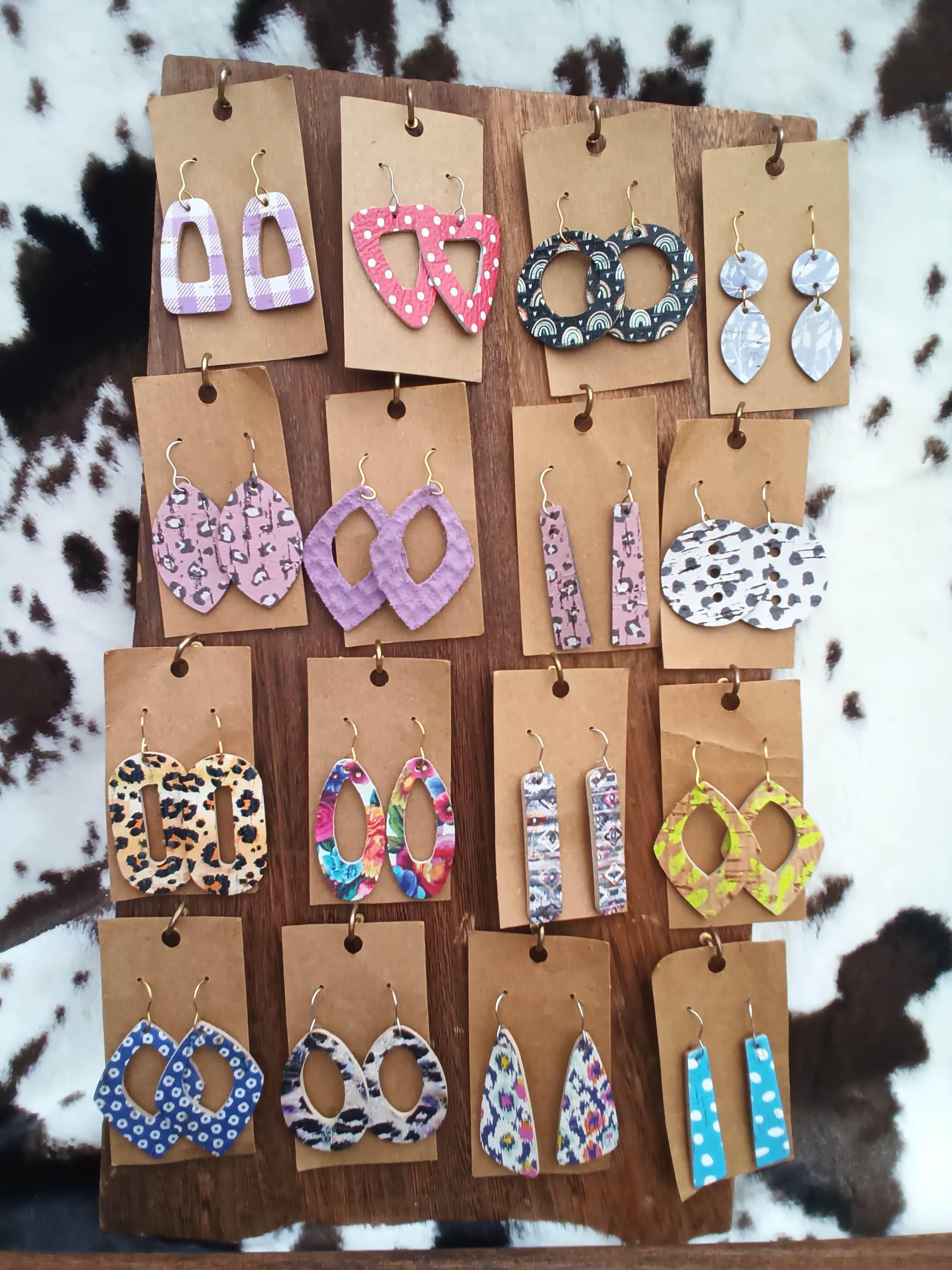 handmade leather earrings - Thumbnail 2