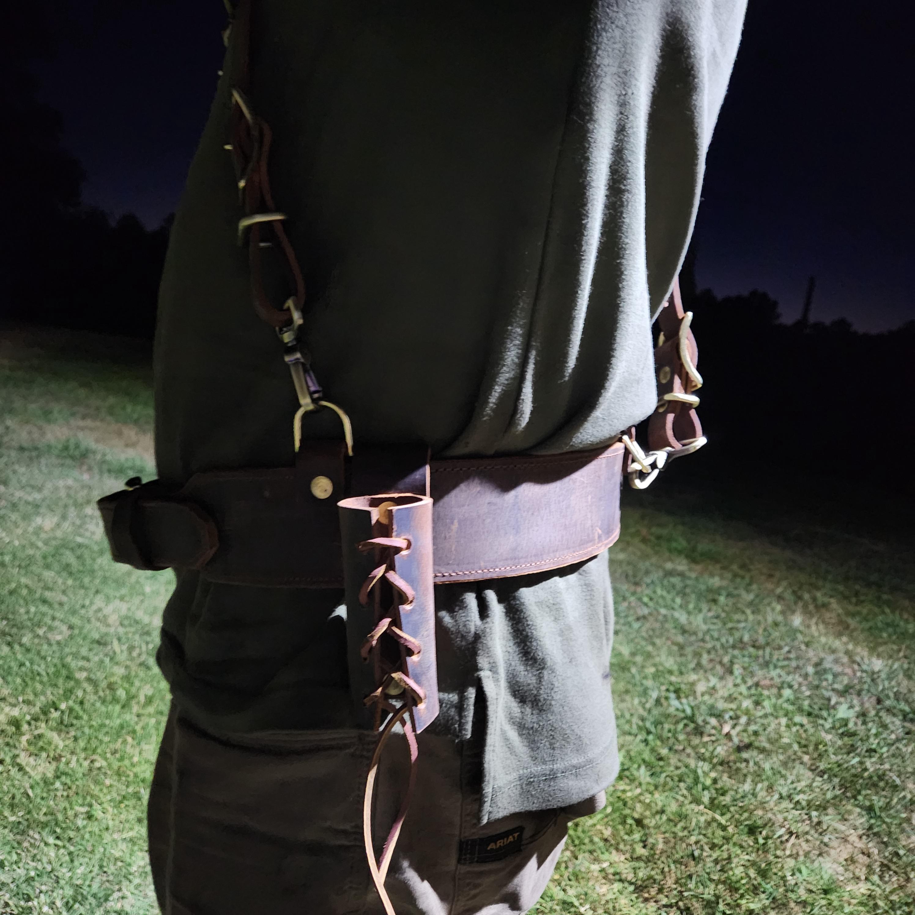 Leather bull pin holster. welding rod holder. for the Ironworker, welder, blue collar worker.