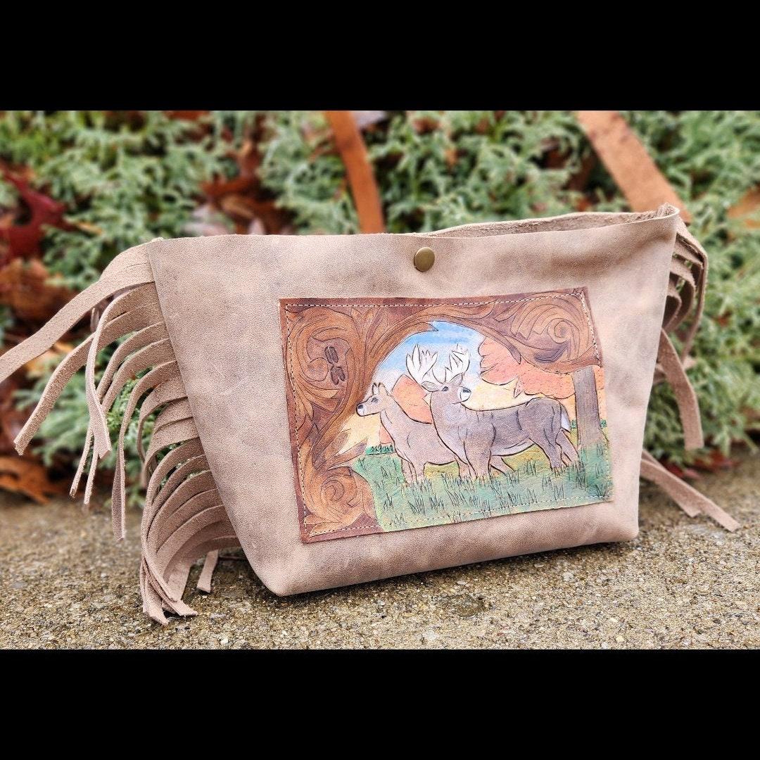 Whitetail deer crossbody with adjustable strap