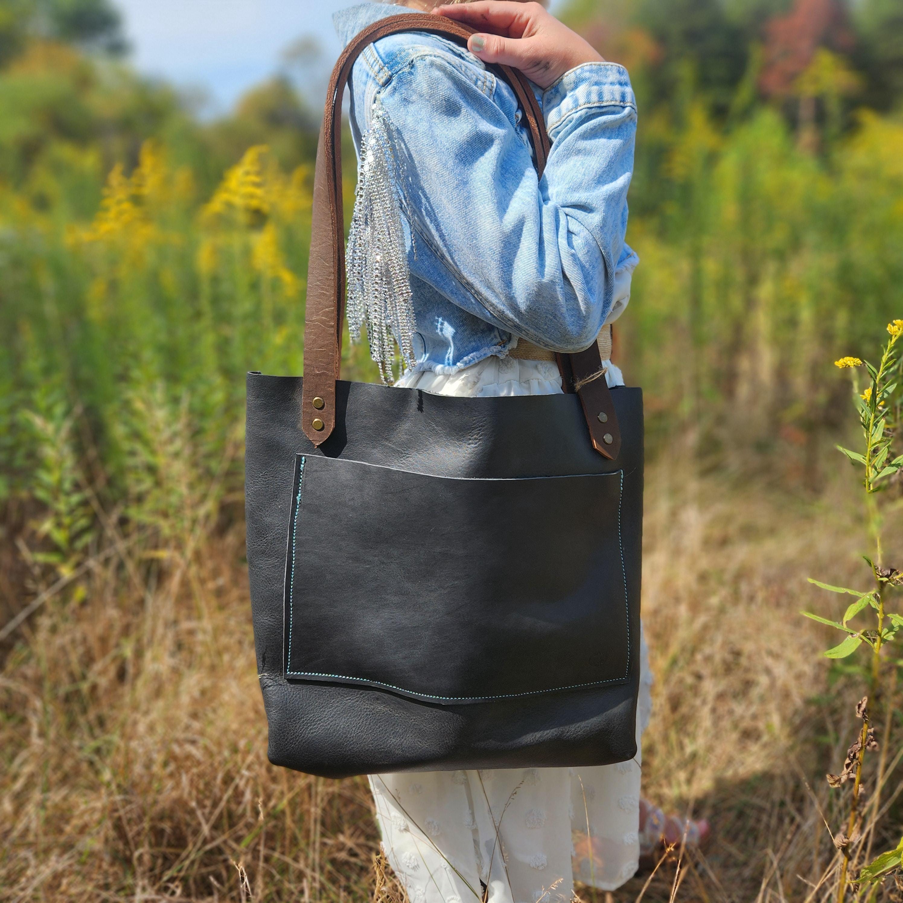 The Paint Street Tote: handmade leather tote style bag. perfect for the every day carry for the preparer - Thumbnail 3